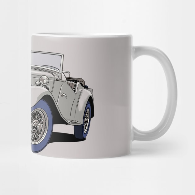 MG T Type Classic Car in Silver-Grey by Webazoot